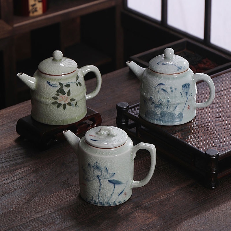 Ấm Trà Đất Sét Hình Gấu Trúc Nhỏ Vẽ Tay Có Thể Mở Và r