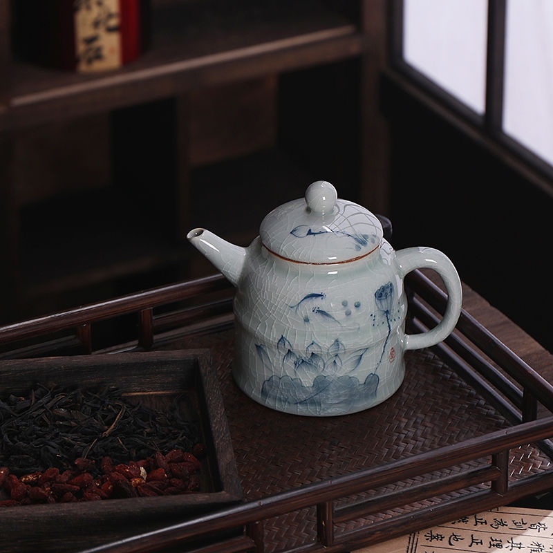 Ấm Trà Đất Sét Hình Gấu Trúc Nhỏ Vẽ Tay Có Thể Mở Và r