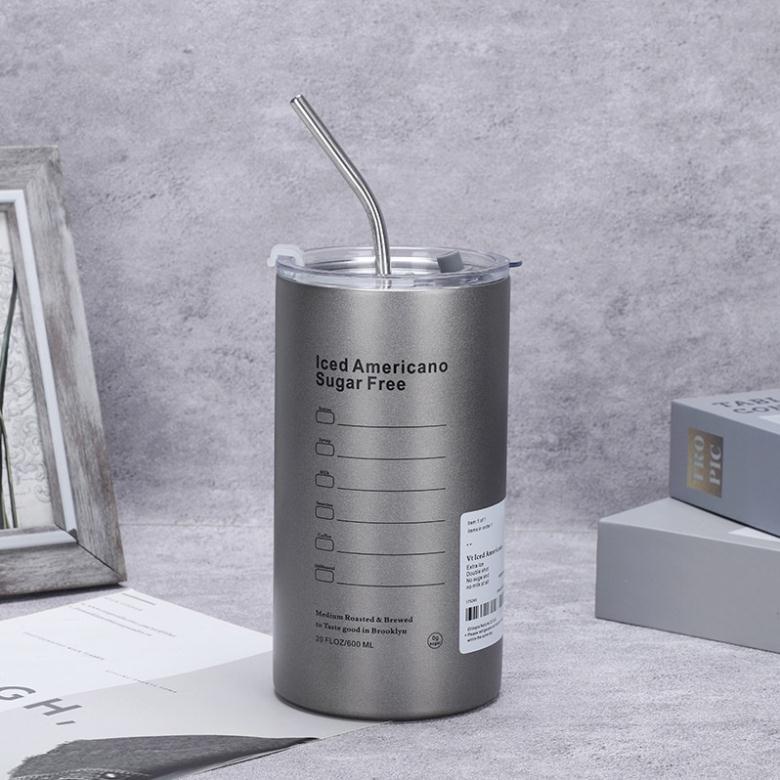 Ly giữ nhiệt inox trơn có ống hút 600ml giữ nóng lạnh lâu