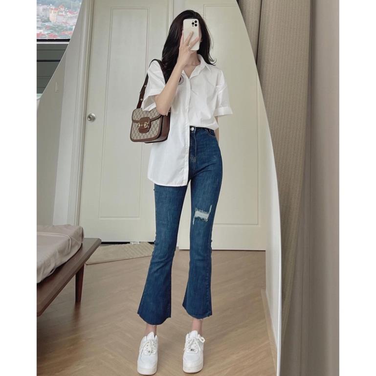 A03 Quần Jeans Nữ Ống Rộng Dáng Suông, Quần bò nữ ống suông 2 túi mặt trước RETRO mặc đi học làm chơi đều đẹp | BigBuy360 - bigbuy360.vn