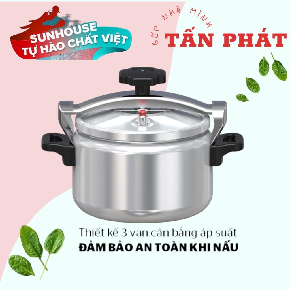 Nồi áp suất nhôm Sunhouse 5 lít - 6 lít dùng trên bếp ga - bếp hồng ngoại - không sử dụng trên bếp điện từ