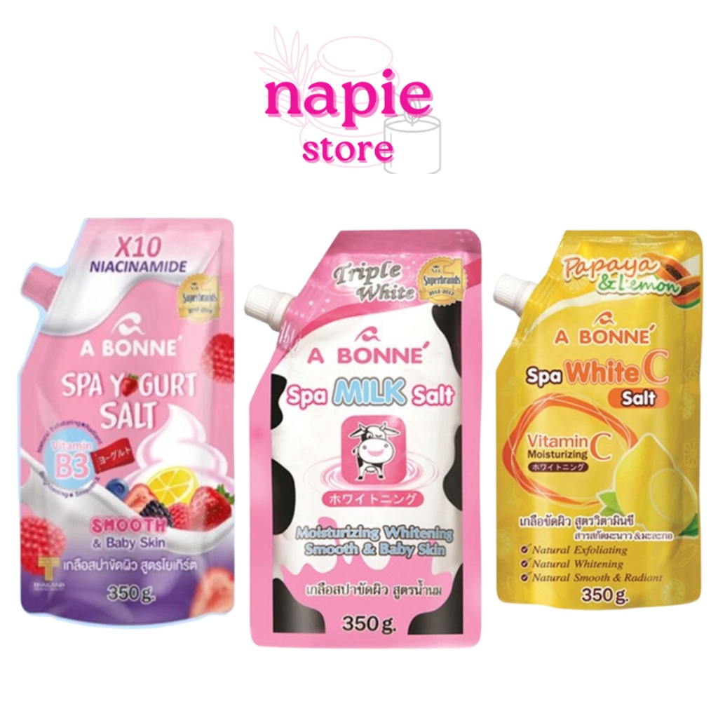 Muối Tắm ABONNE Tẩy Tế Bào Chết thái lan - A Bonné Triple White Spa Milk sữa bò giảm mụn lưng Thái Lan SP000323 350g