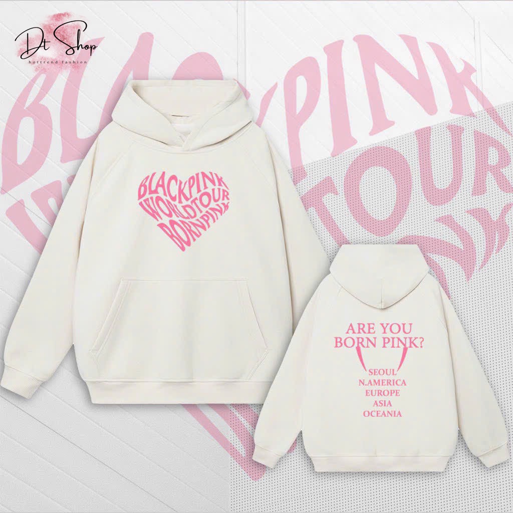 Áo hoodie Born Pink Blackpink concert dày dặn in 2 mặt