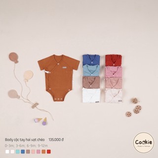 Bộ bodysuit cộc tay 2 vạt chéo cookie size 0-3m, 3-6m, 6-9m, 9-12m