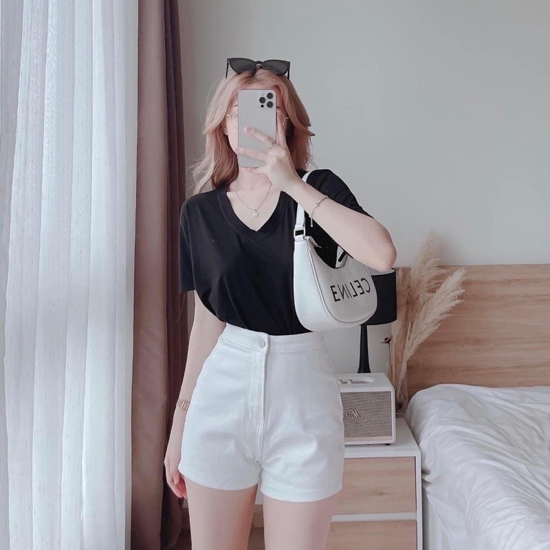 Quần short nữ cạp cạp chất vải umi dày dặn, co giãn tốt