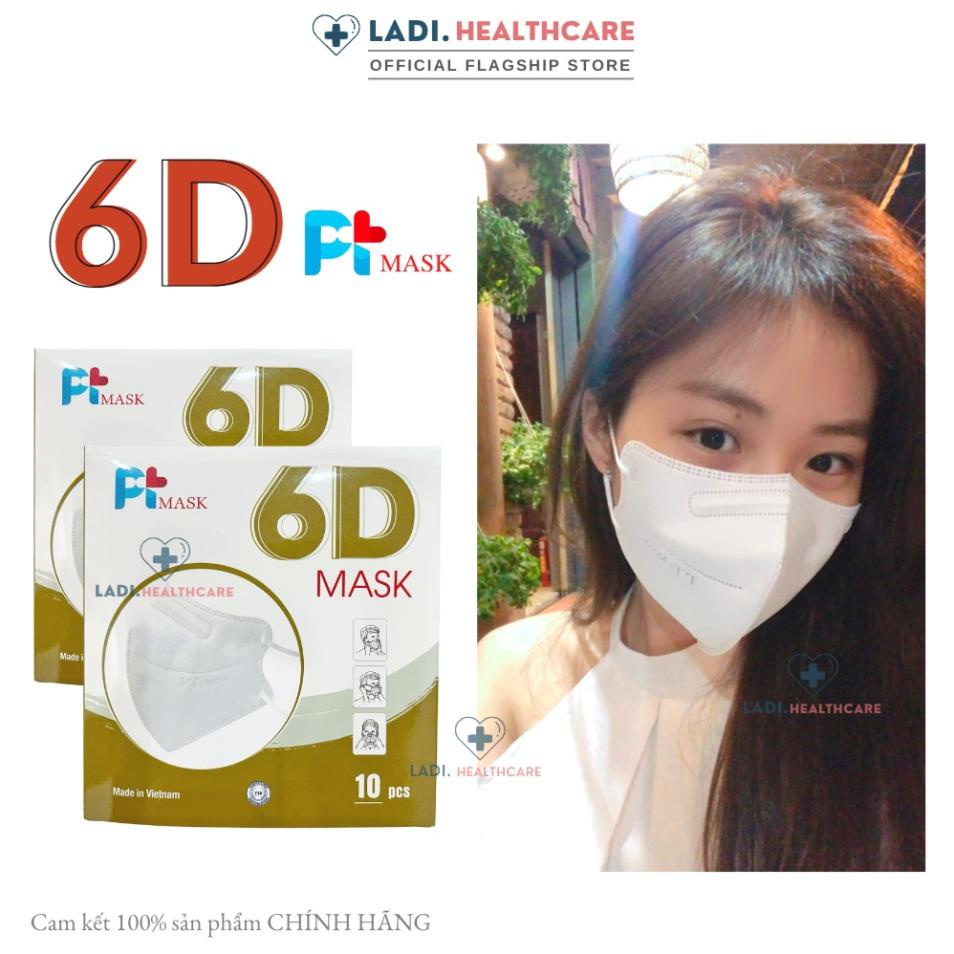 Khẩu trang 6D Mask PT 5 lớp ( Combo 50cái )kháng khuẩn chống bụi siêu mịn siêu êm hàng chính hãng công ty