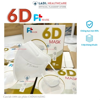 Khẩu trang 6D Mask PT 5 lớp  Combo 50cái kháng khuẩn chống bụi siêu mịn