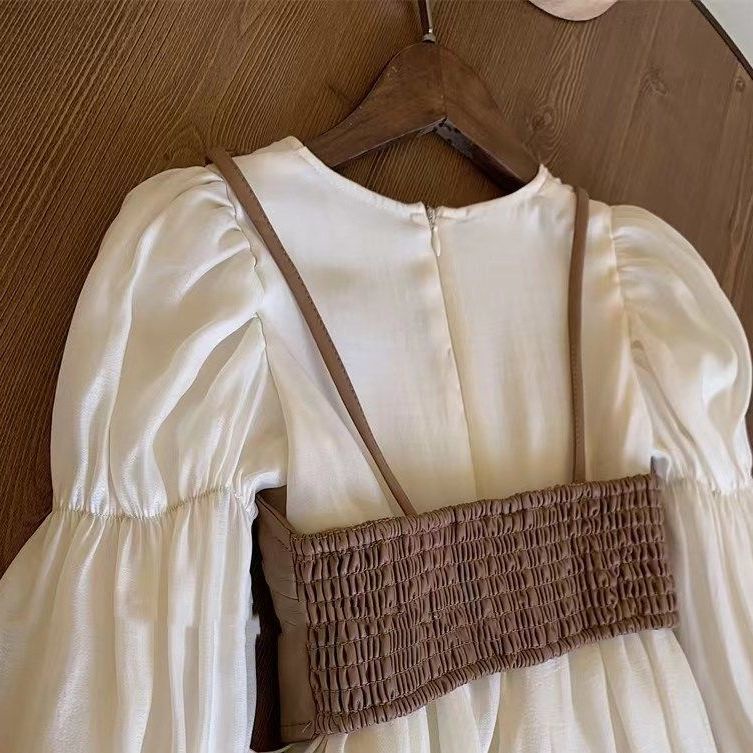 Set Đầm Da pu + Áo Khoác Sát Nách Thời Trang Mùa Thu 2023 Cho Bé Gái