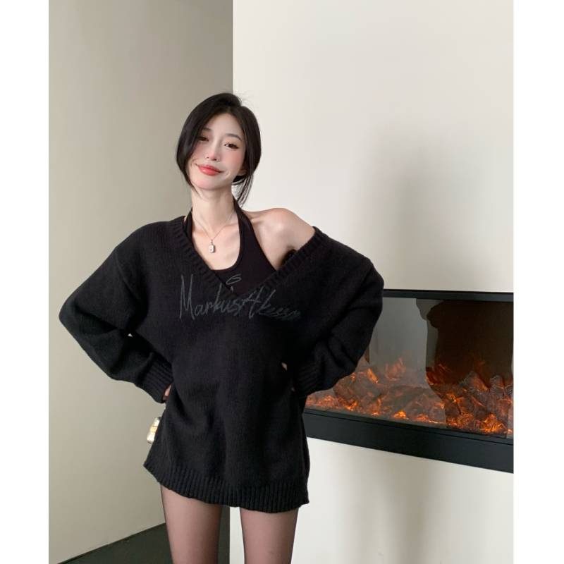 Áo sweater Tay Dài Dáng Rộng In Chữ Cá Tính Trẻ Trung