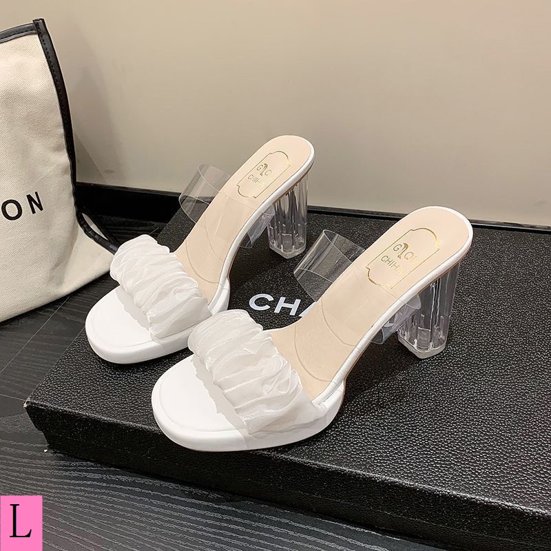 Dép Xỏ Ngón Gót Cao Dày Thời Trang Mùa Hè 2023 Phong Cách Pháp Cho Nữ