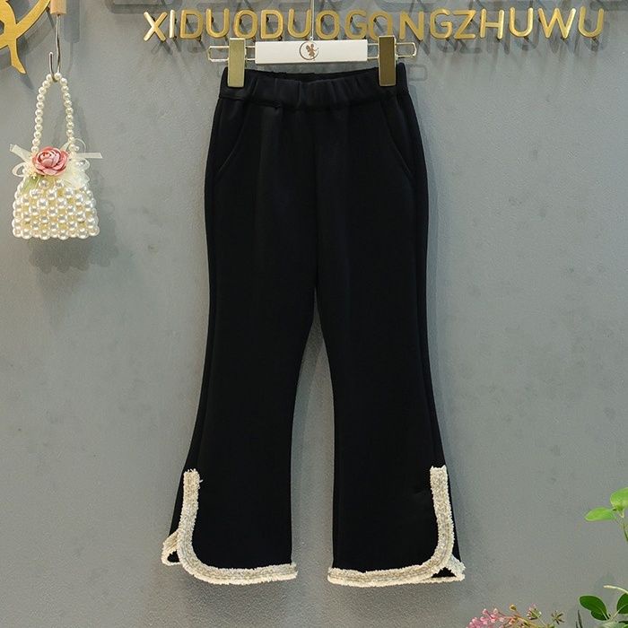 Set Áo Sơ Mi Tay Dài Và Quần Ống Loe Phong Cách Mới Mùa Thu 2023 Cho Bé Gái