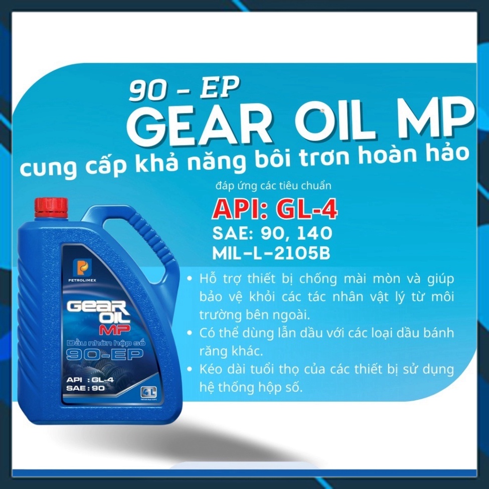 Dầu Nhớt Hộp Số Sàn Ô Tô  Petrolimex PLC Gear Oil MP 90 EP GL-4 Chính Hãng -4 Lít- Daumooto