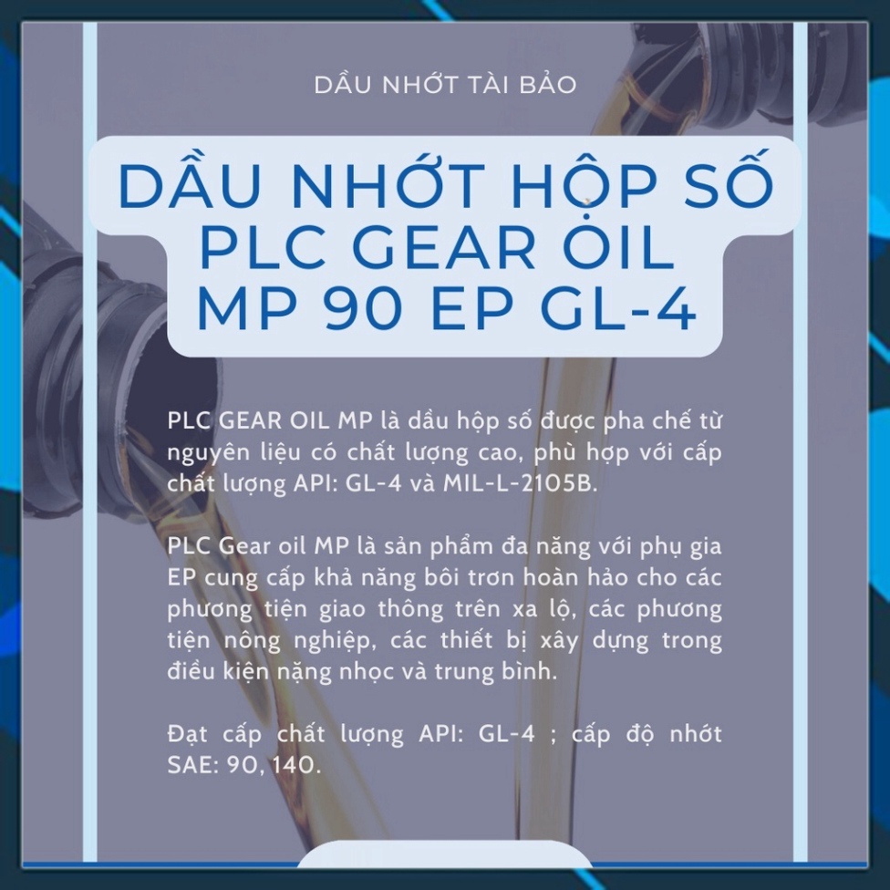 Dầu Nhớt Hộp Số Sàn Ô Tô  Petrolimex PLC Gear Oil MP 90 EP GL-4 Chính Hãng -4 Lít- Daumooto