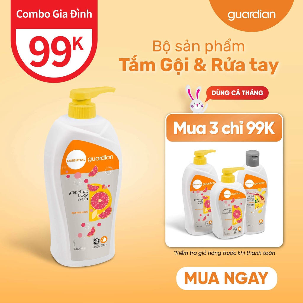 Sữa Tắm Tươi Mát Guardian Essential Grapefruit Refreshing Body Wash Chiết Xuất Bưởi 1000ml