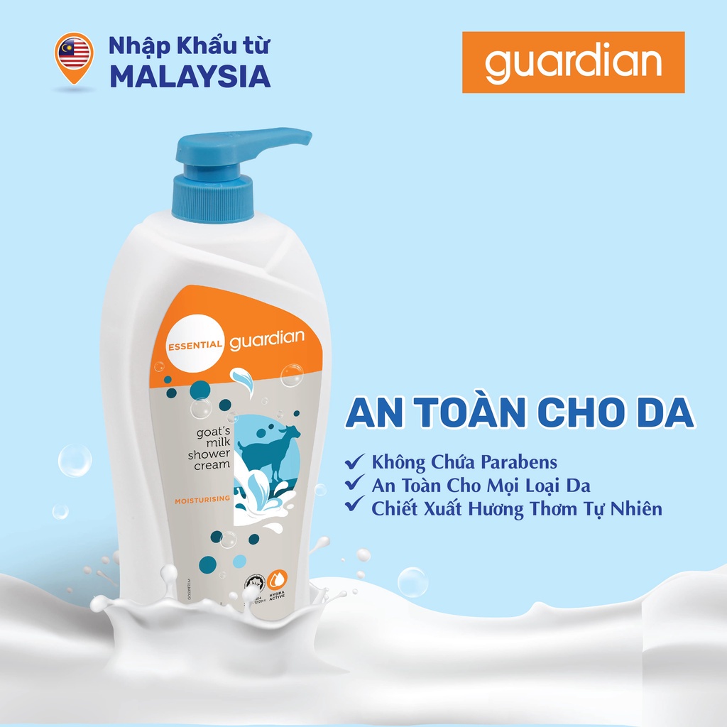 Sữa Tắm Dạng Kem Dưỡng Ẩm Guardian Essential Goat's Milk Moisturising Shower Cream Sữa Dê 1000ml