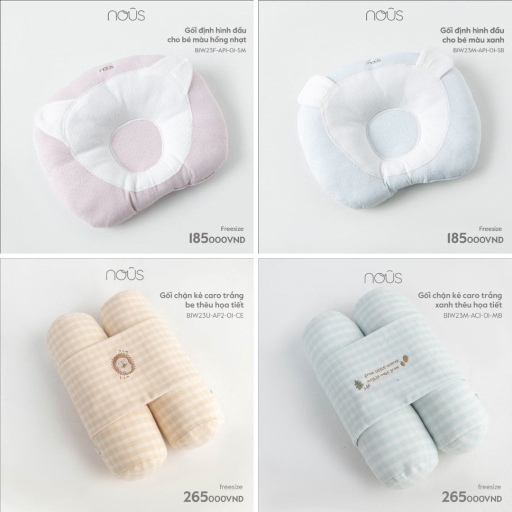 Gối bông sơ sinh Nous mềm mát, thấm hút, chống ngạt đủ màu - BIPBIPSTORE - NOUS BÌNH DƯƠNG
