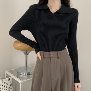Áo len nữ dài tay cổ polo