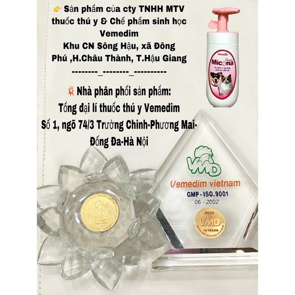 Micona Sữa tắm chó mèo ngừa nấm da, viêm da, viêm nang lông, siêu thơm 200ml