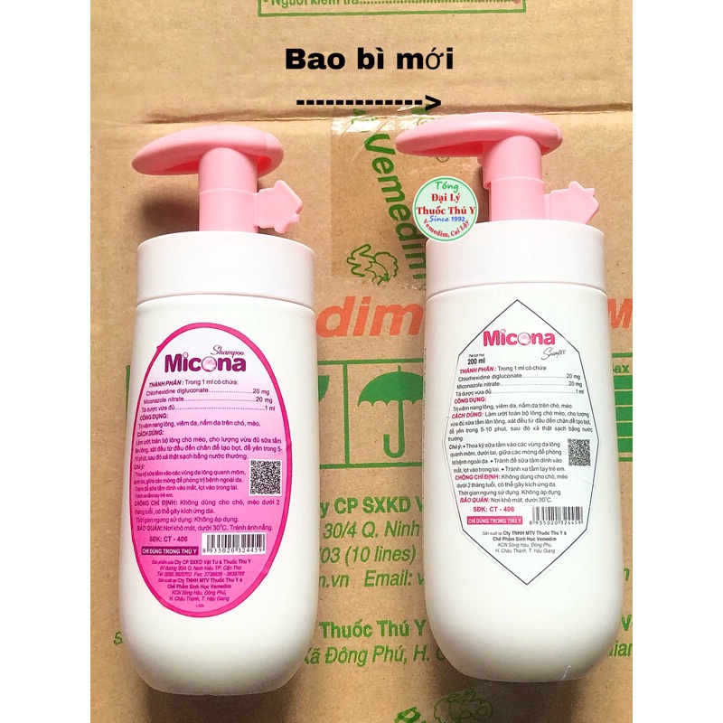 Micona Sữa tắm chó mèo ngừa nấm da, viêm da, viêm nang lông, siêu thơm 200ml