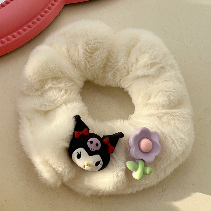 Cột tóc scrunchies lông đính charm SanrioMua Tất
