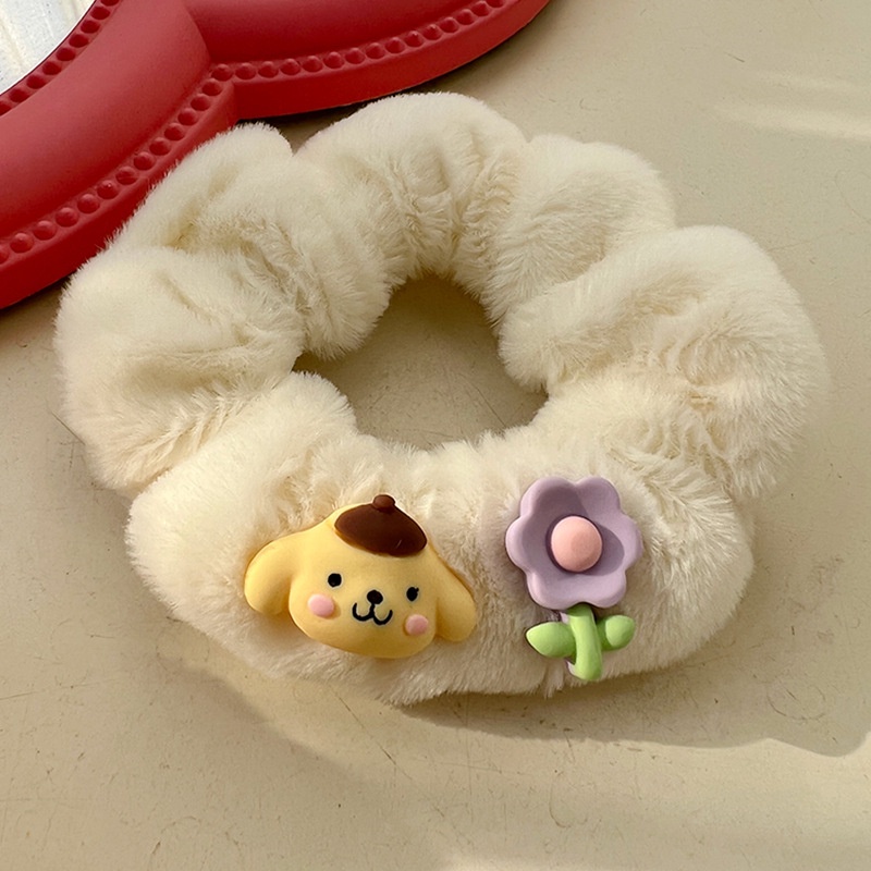 Cột tóc scrunchies lông đính charm SanrioMua Tất