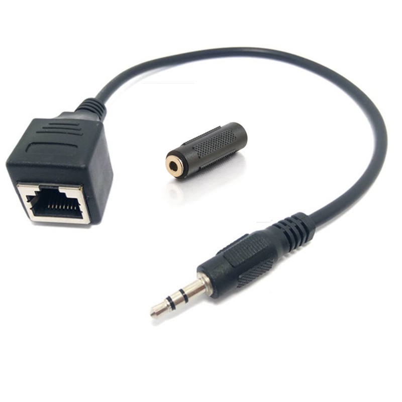 Hàng Có Sẵn! Hàng Có Sẵn! Dây Cáp Âm Thanh Nối Dài Giắc Cắm 3.5mm Sang Mạng rj45 30cm