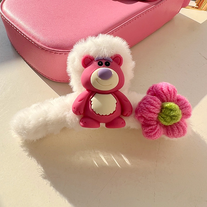Kẹp tóc càng cua lông charm gấu dâu Lotso Mua Tất