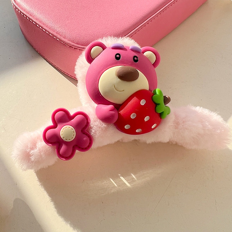 Kẹp tóc càng cua lông charm gấu dâu Lotso Mua Tất