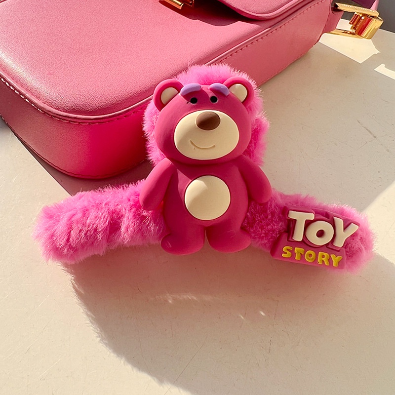 Kẹp tóc càng cua lông charm gấu dâu Lotso Mua Tất