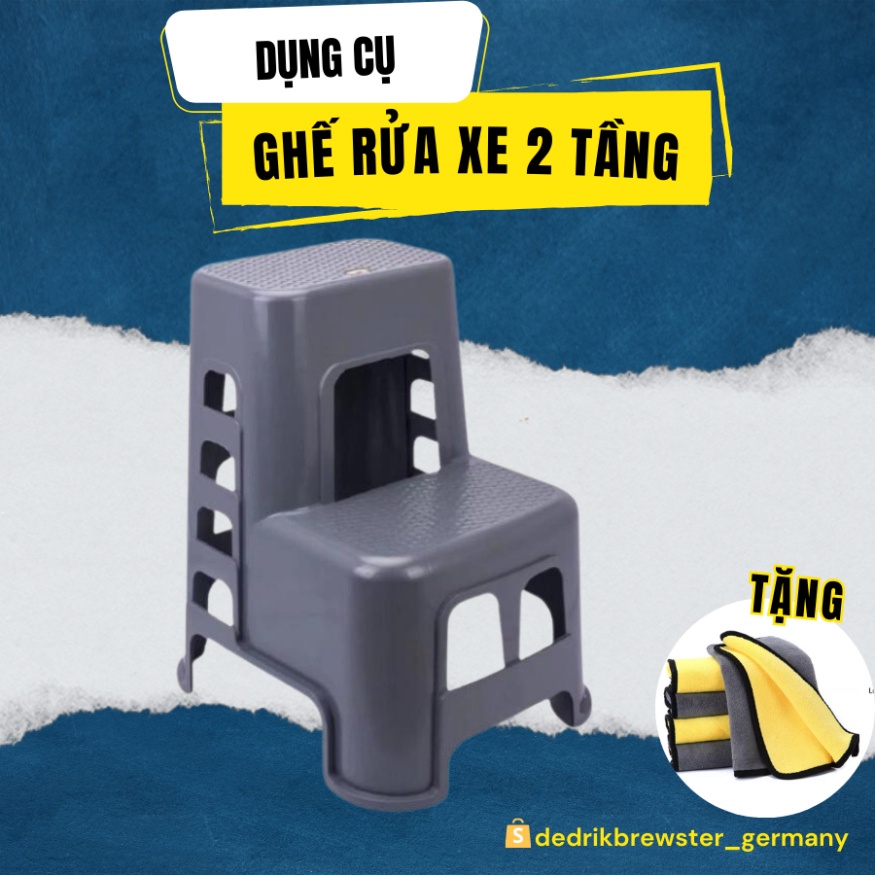 Combo 2 Ghế Rửa Xe Ô Tô 2 Tầng Nhựa ABS Cao Cấp Rửa Xe Hơi DEDRIK BREWSTER Cao 60cm Siêu Cứng Chống Trơn Trượt