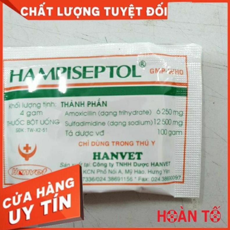 Hampiseptol 4 g  combo 5 gói hỗ trợ vật nuôi