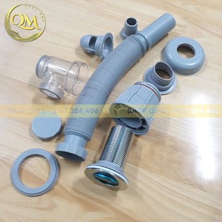 Xi phông chống mùi thoát nước lavabo, ống xả lavabo Nhấn Xả chống mùi bằng nhựa ABS, ống xả ruột gà thoát nước lavabo
