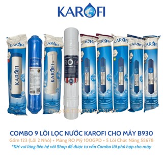 Combo 9 Lõi Lọc Nước Karofi Dành Cho Máy Model B930 Gồm 12OCB3 - Màng RO100GPD Mỹ - 2T33 Mineral Far Nano