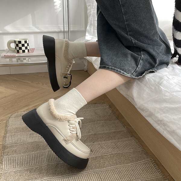 Giày Da Đế Dày Phong Cách lolita Dễ Phối Đồ