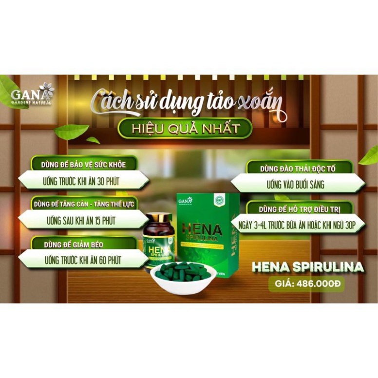 Tảo Hena Spirulina Tăng Cường Sức Khoẻ-Cải Thiện Vóc Dáng Hàng chính hãng