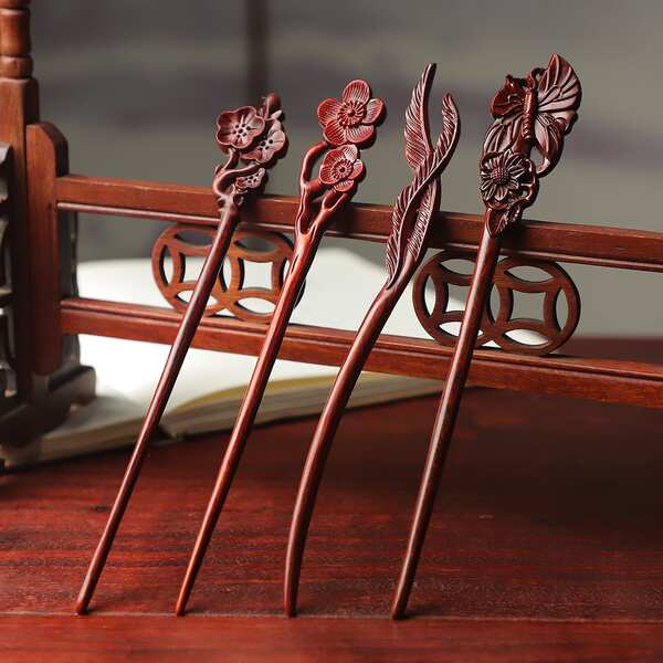 Trâm Cài Tóc Gỗ Đàn Hương Hình Chiếc Lá Nhỏ Đơn Giản Hiện Đại Phong Cách Trung Hoa Mới