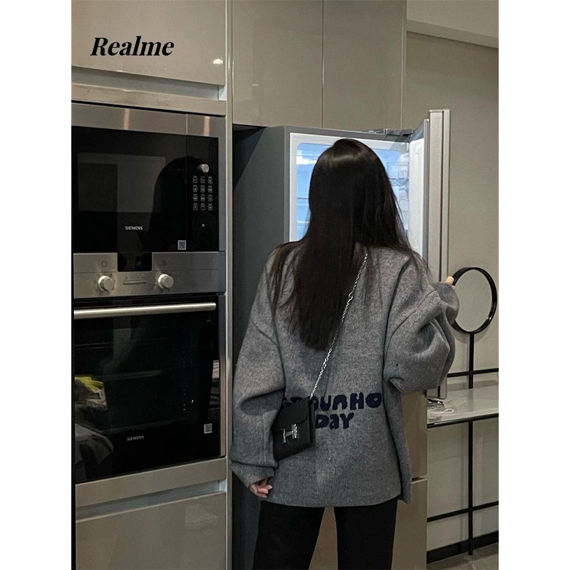 Áo sweater Dệt Kim Chui Đầu Dáng Rộng In Hoạt Hình Thời Trang Thu Đông 2023 Cho Nữ