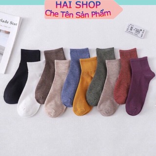 Tất cổ ngắn thấp unisex, vớ nam nữ muối tiêu phong cách vintage haishop