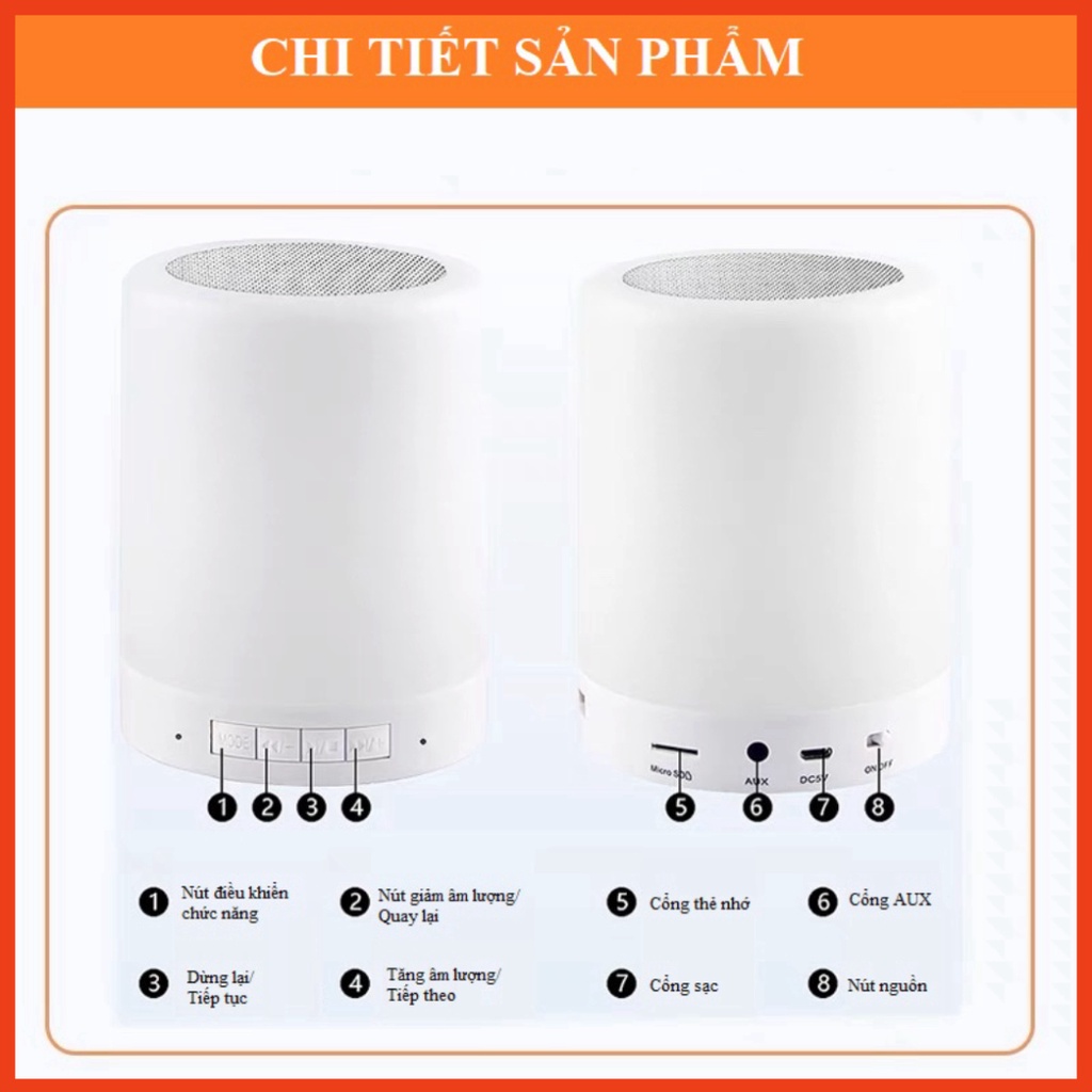 Loa Bluetooth Không Dây 2in1 Kết Hợp Đèn Ngủ, Đèn Led Cảm Ứng Đổi Màu Theo Nhạc THẾ HỆ MỚI MD | BigBuy360 - bigbuy360.vn