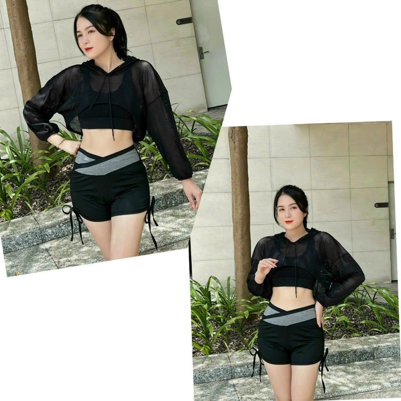 Áo tanktop tập gym yoga có mũ