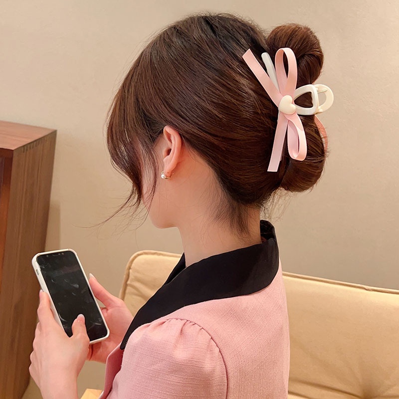 Kẹp tóc càng cua ruy băng hình trái tim phong cách Hàn quốc dành cho nữ ZiChi