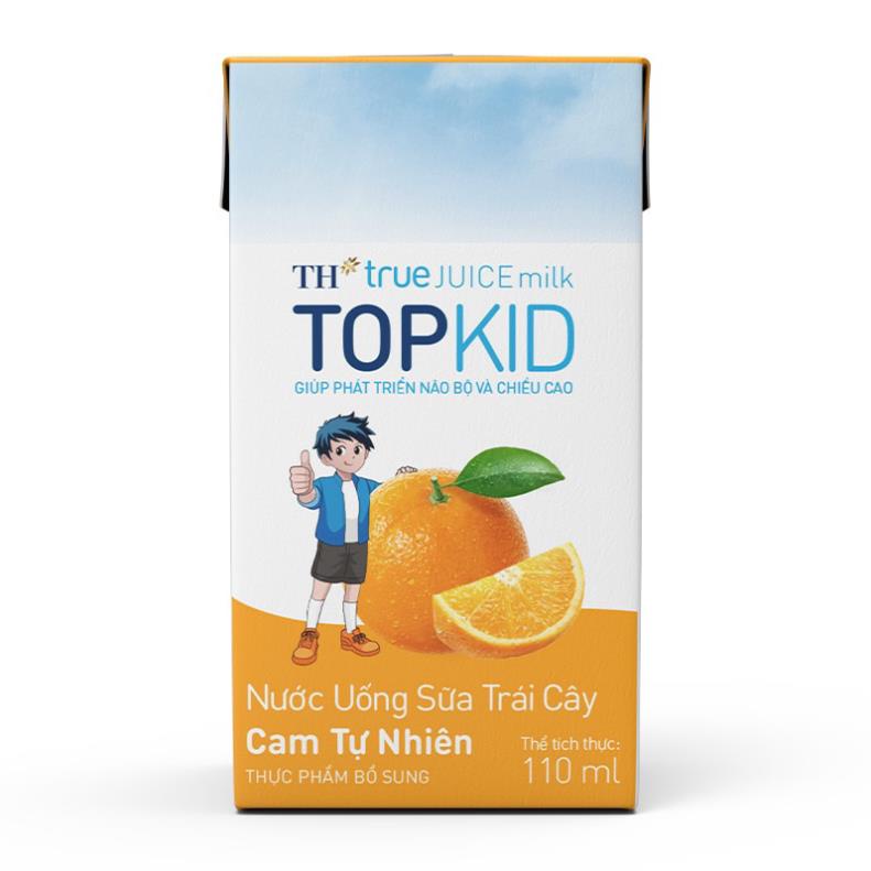 Vỉ 4 Hộp Sữa Trái Cây TH True Juice Milk TOPKID Dâu/Cam Tự Nhiên 110ml