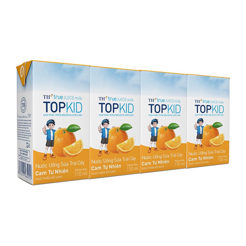 Vỉ 4 Hộp Sữa Trái Cây TH True Juice Milk TOPKID Dâu/Cam Tự Nhiên 110ml