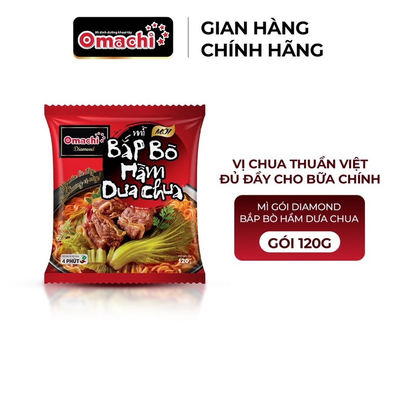 Mì Omachi 102 - Mì Omachi Bắp Bò Hầm Dưa Chua Gói 120g