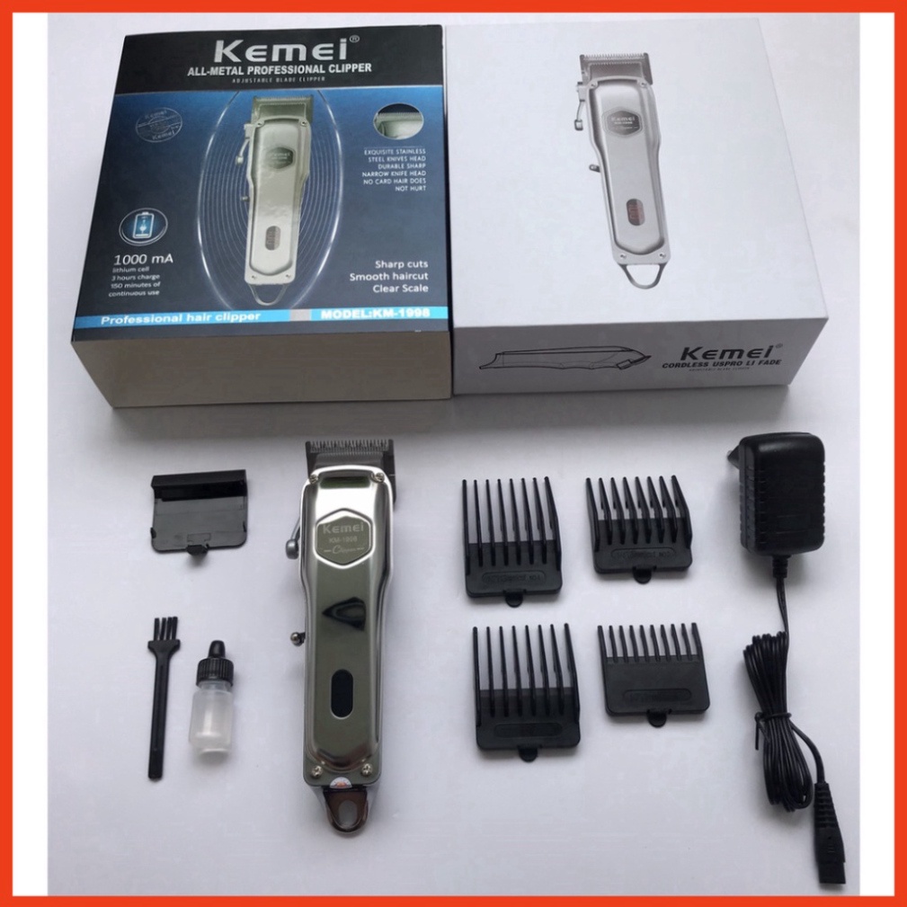 Tông đơ cắt tóc Kemei 1998, Tông đơ Thân Nhôm Nguyên Khối Chuyên Nghiệp Cho Salon Và Gia Đình