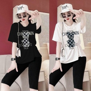 Set bộ thun đùi ngố thun cotton thêu logo msht2175