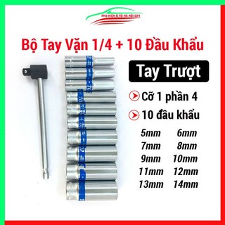 Bộ tuýp khẩu 11 chi tiết 1/4" dạng trượt TOP 5-14mm