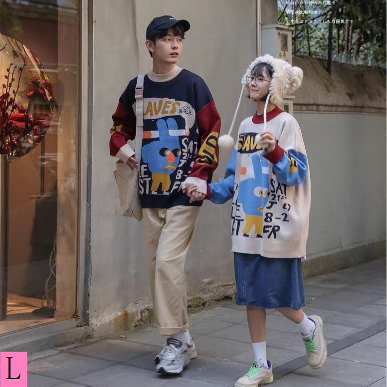 Mới Áo sweater Dày Dặn Dáng Rộng In Họa Tiết Hoạt Hình Phong Cách Hàn Quốc Thời Trang Thu Đông Cho Nam