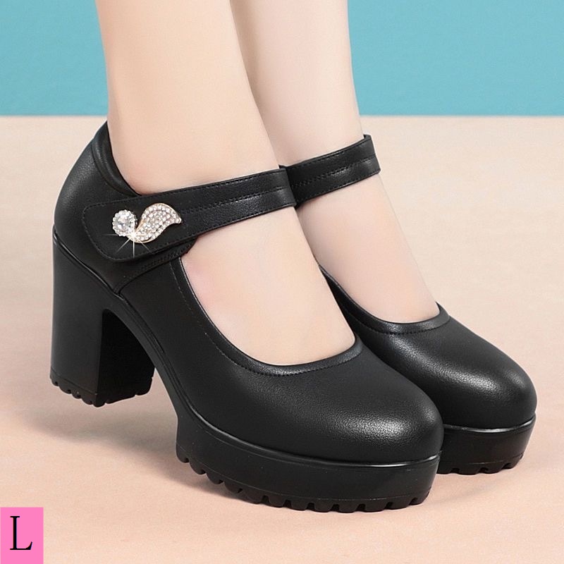 Da Giày Cao Gót Mũi Tròn Đế Mềm Dày Dặn Thời Trang Cao Cấp Dành Cho Nữ