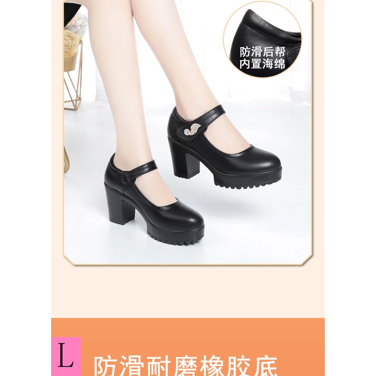 Da Giày Cao Gót Mũi Tròn Đế Mềm Dày Dặn Thời Trang Cao Cấp Dành Cho Nữ